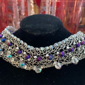 Wire crochet necklace and earrings